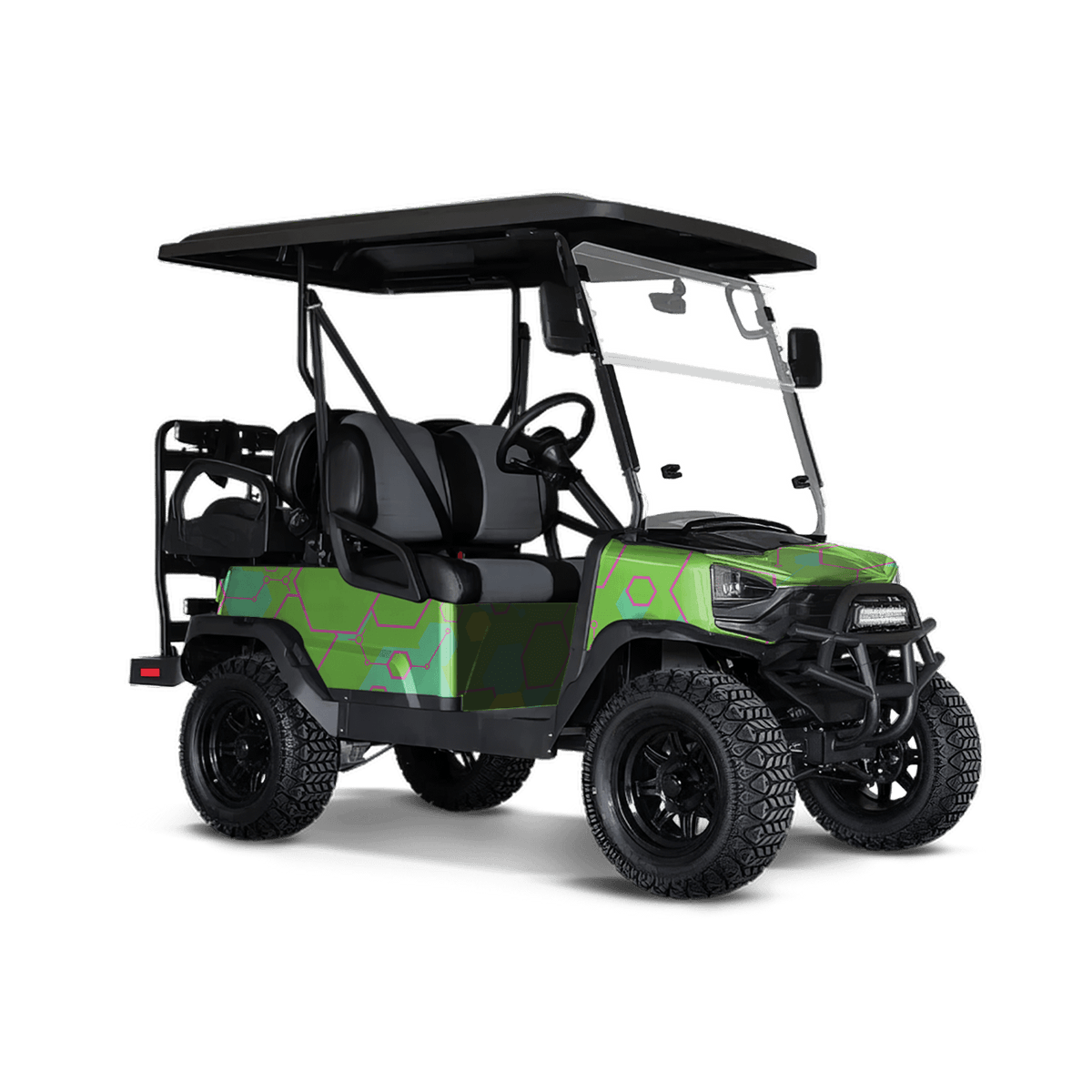 Hex DNA Magenta Lime Golf Cart Wraps