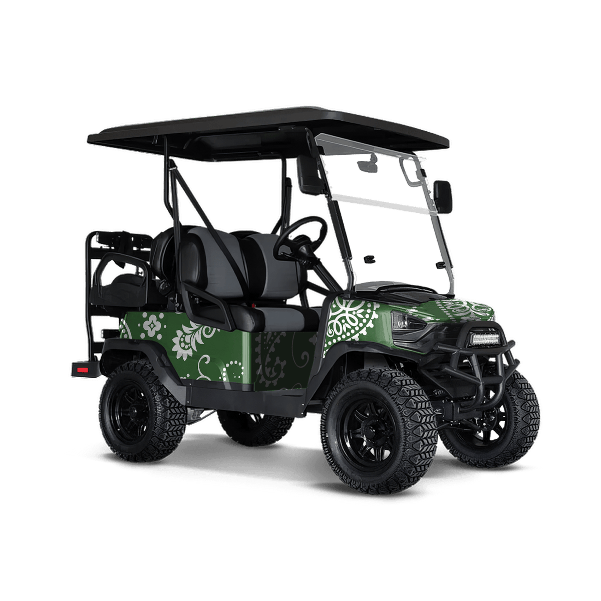 Bandana Green & White Golf Cart Wraps