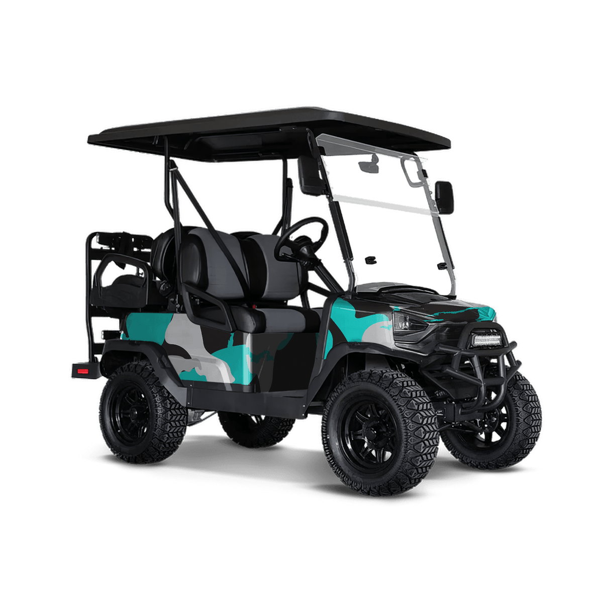 Ragged Tiffany Blue Tiger Golf Cart Wraps