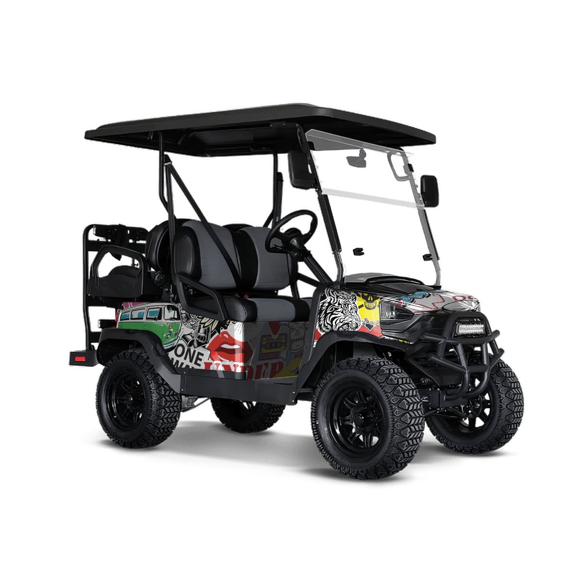 Sticker Bomb Color Golf Cart Wraps