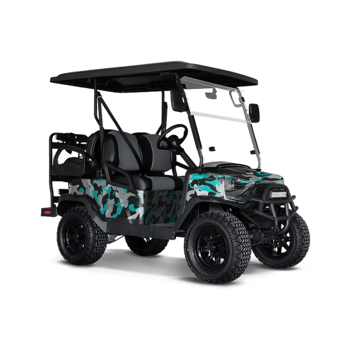 Ragged Tiffany Blue Tiger Golf Cart Wraps