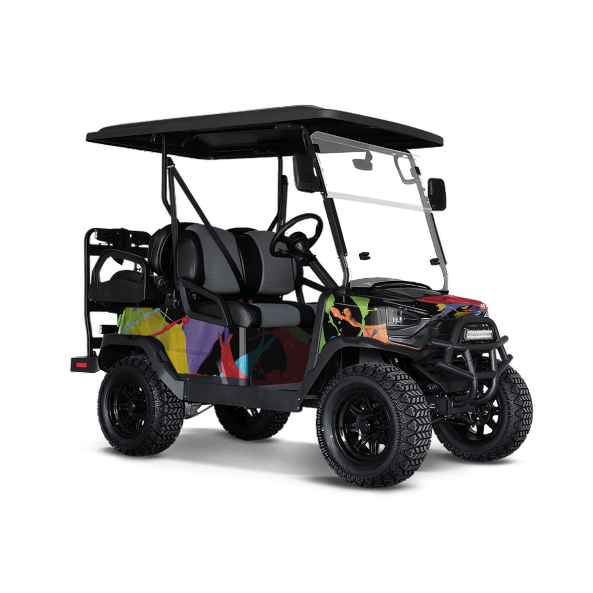 Paint Splatter Black Golf Cart Wraps
