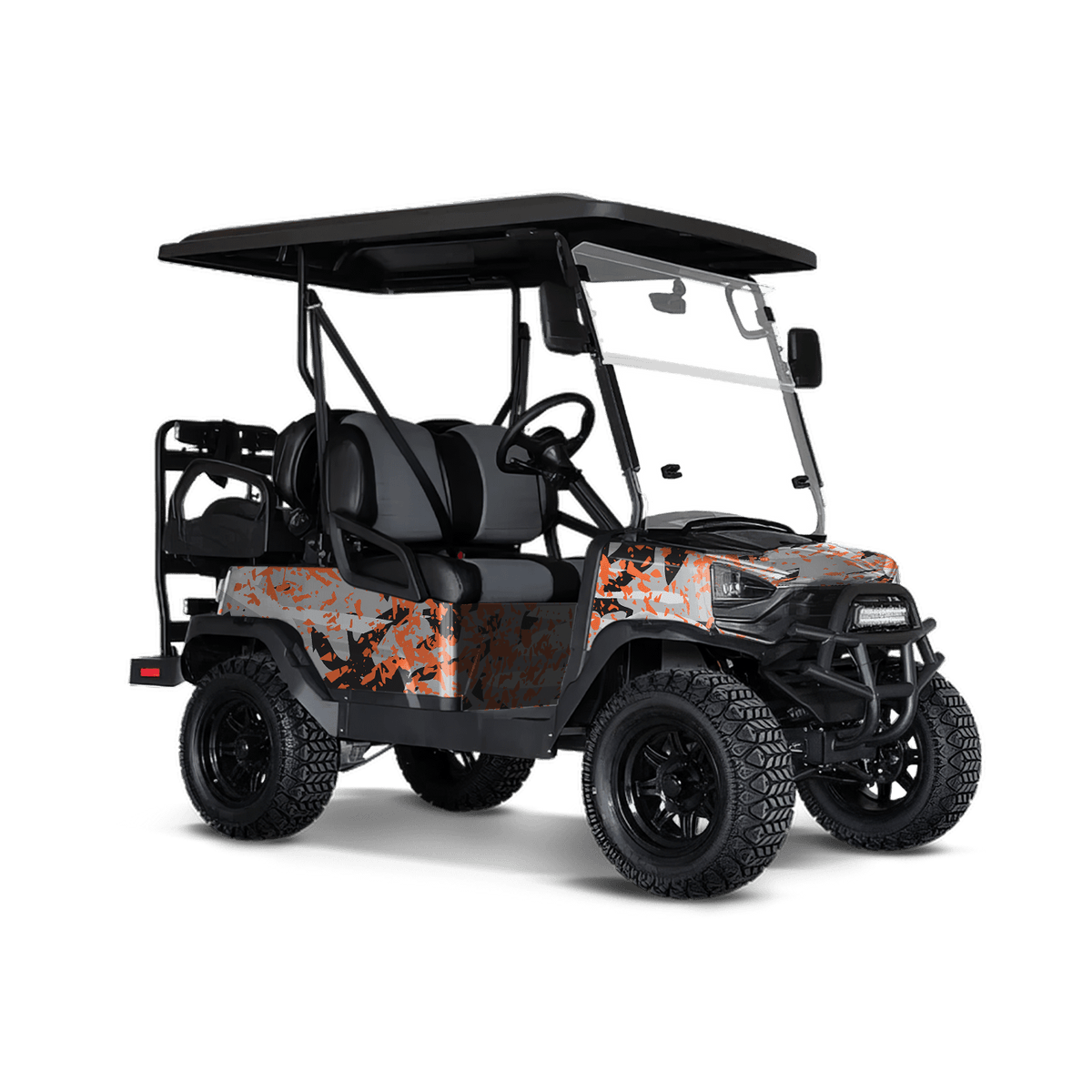 Party Popper Orange Tiger Golf Cart Wraps