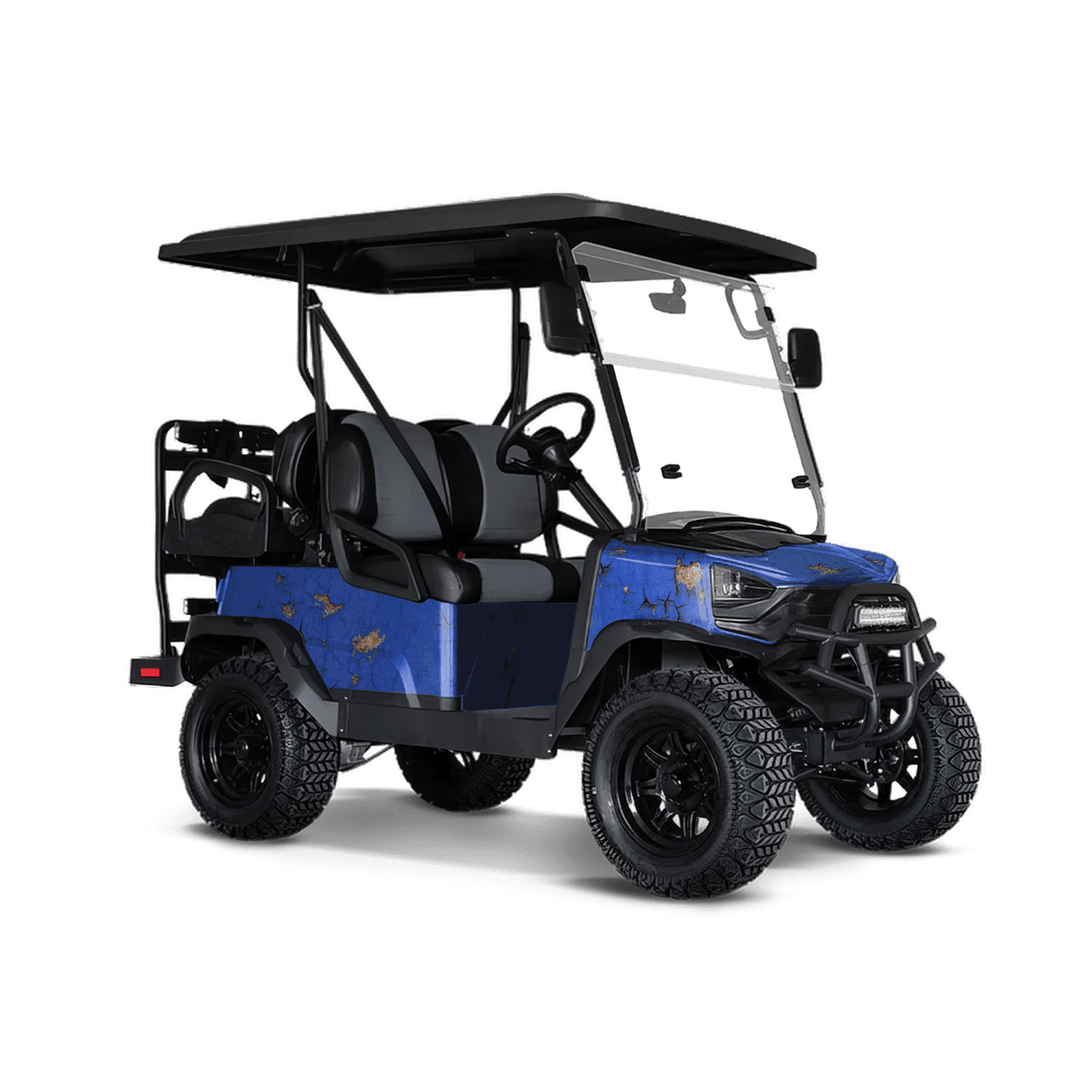 Rust 3D Royal Blue Golf Cart Wraps