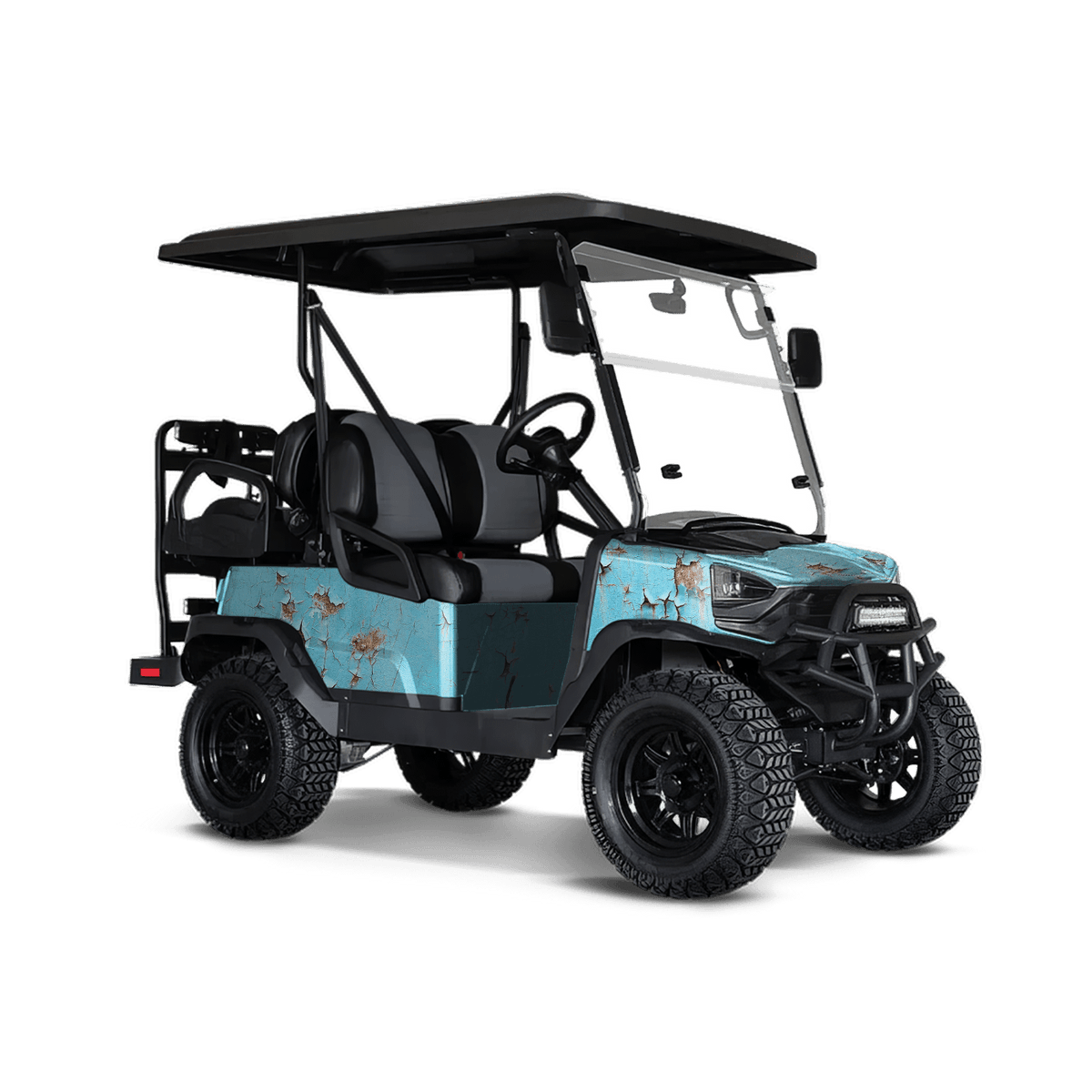 Rust 3D Tiffany Blue Golf Cart Wraps