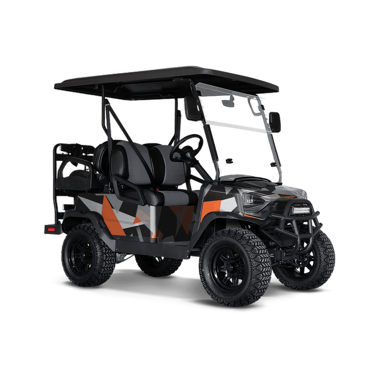 Shattered Orange Tiger Golf Cart Wraps