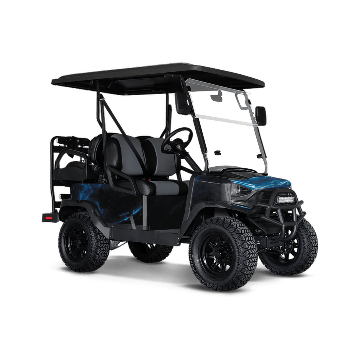Stone Blue Lightning Marble Golf Cart Wraps