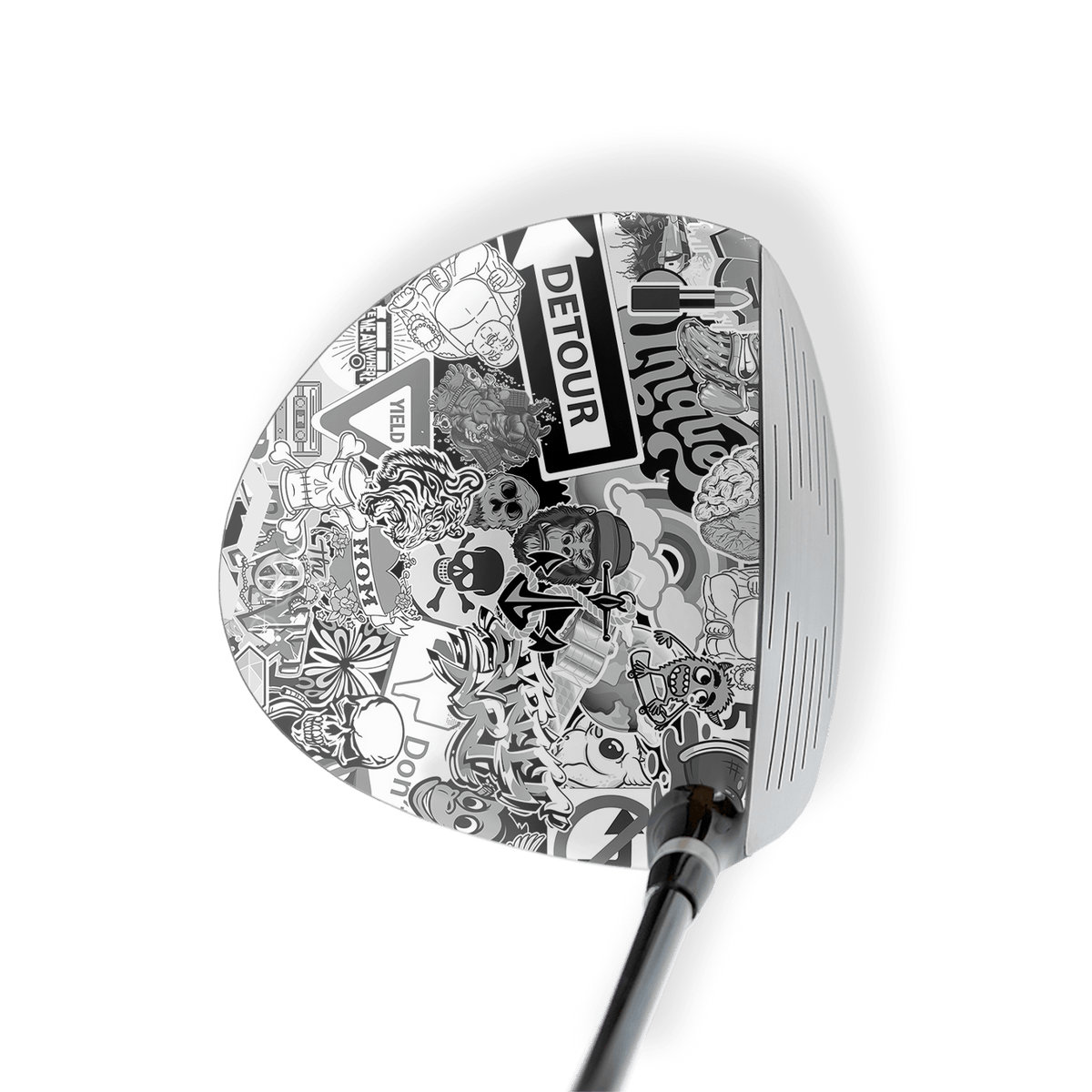 Driver Left Handed Sticker Bomb Grayscale Vinyl Wrap Skin