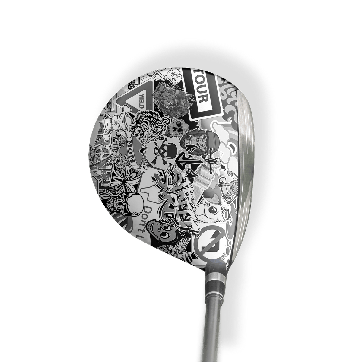 Fairway Wood / Hybrid Left Handed Sticker Bomb Grayscale Vinyl Wrap Skin