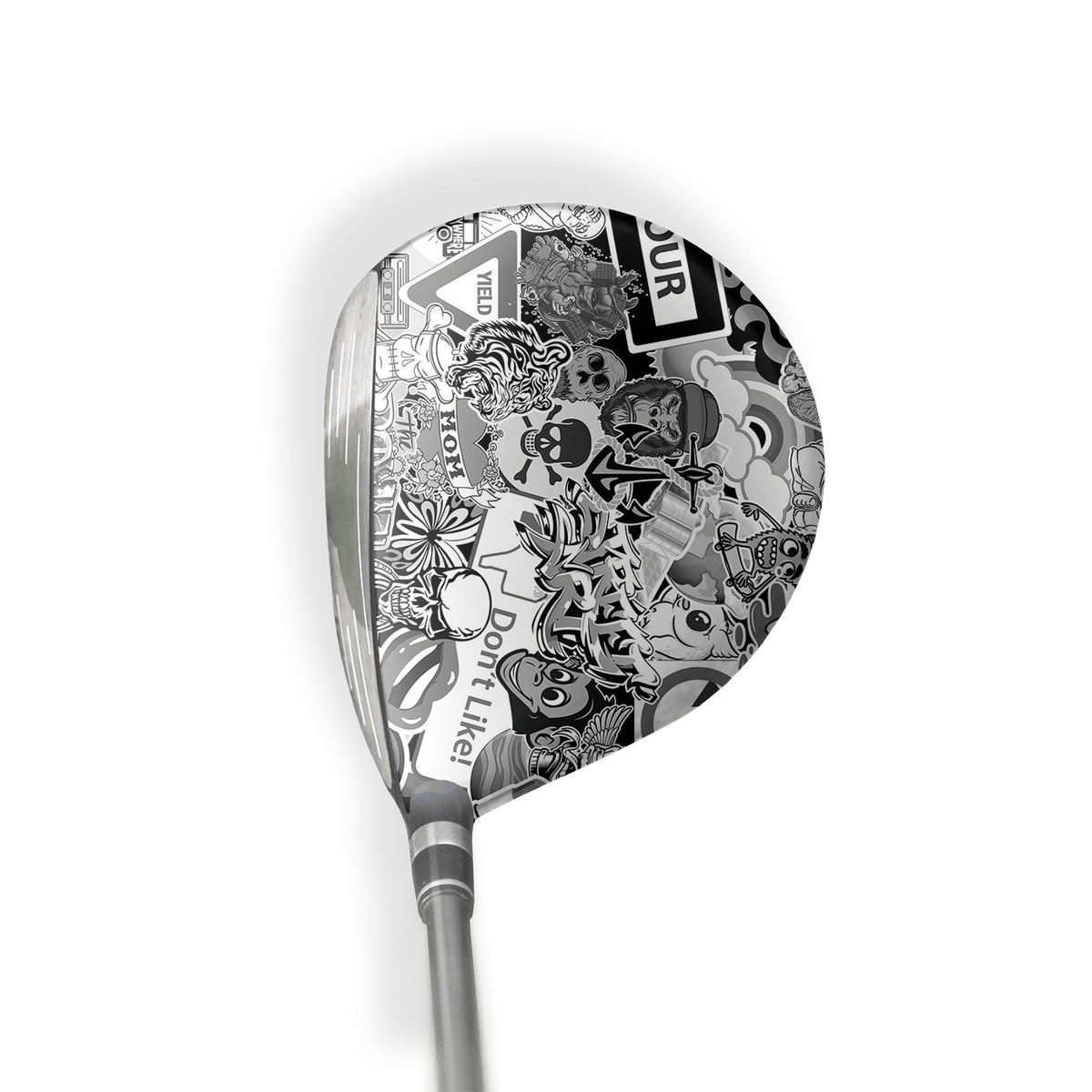 Fairway Wood / Hybrid Right Handed Sticker Bomb Grayscale Vinyl Wrap Skin