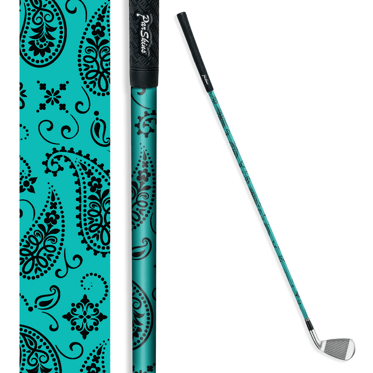 Iron + Putter Shaft Bandana Tiffany Blue & Black Skin