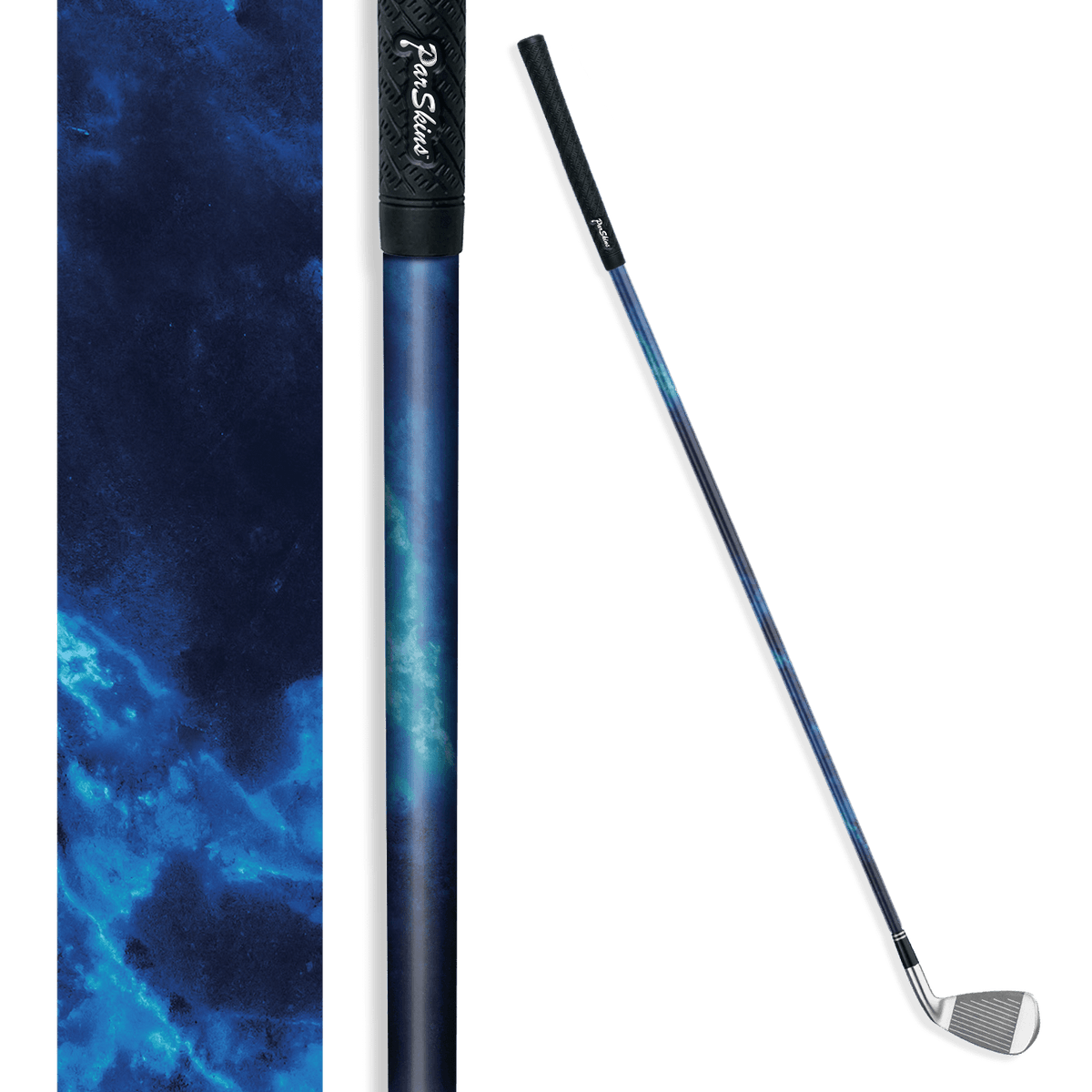 Iron + Putter Shaft Stone Blue Ice Marble Skin